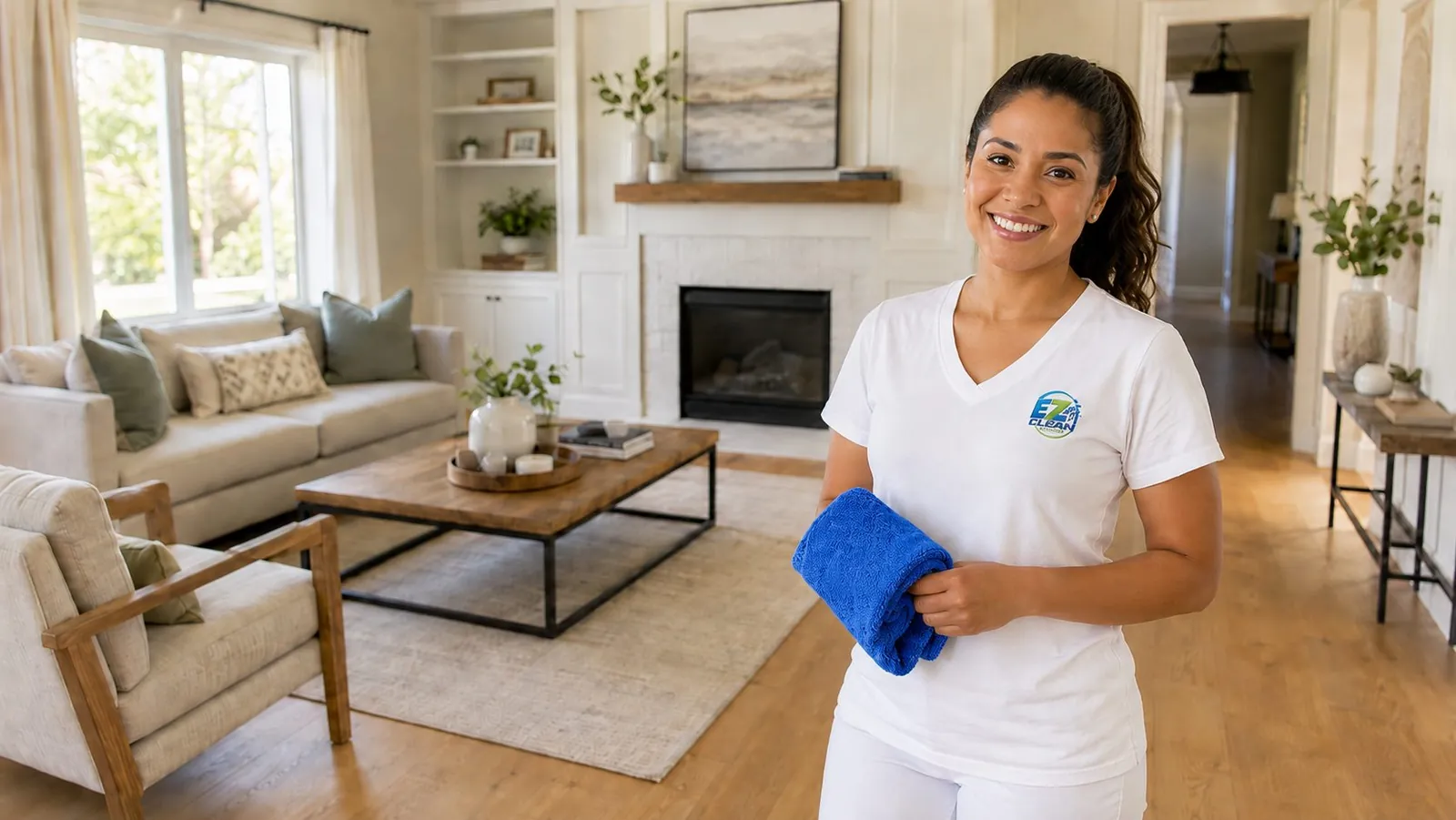 EZClean Pros cleaning professional at work in a San Diego home
